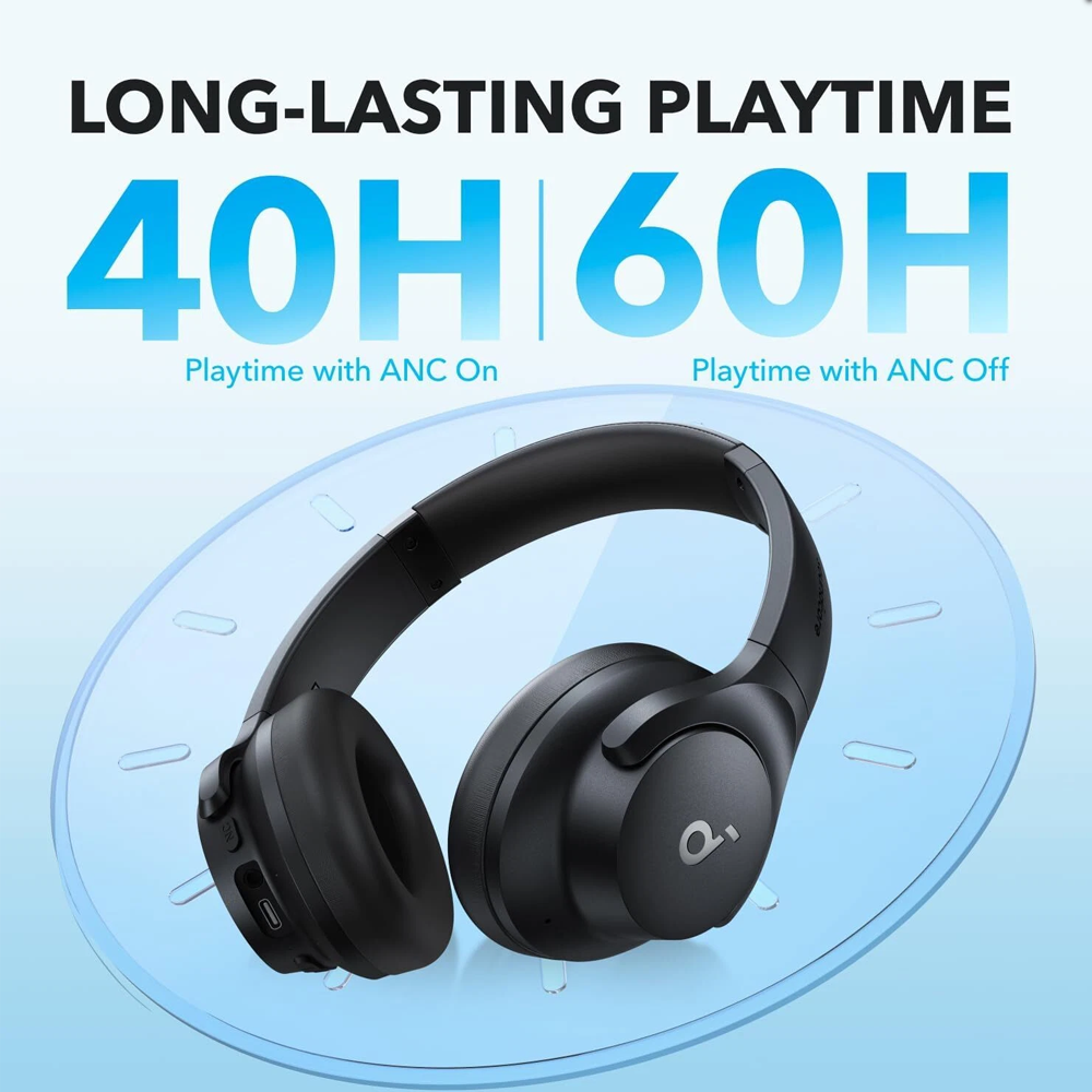 Anker Soundcore Q20i Wireless Over-Ear Headphones – Hybrid Active Noise Cancelling, Deep Bass, 40H Playtime, App Control (Refurbished)